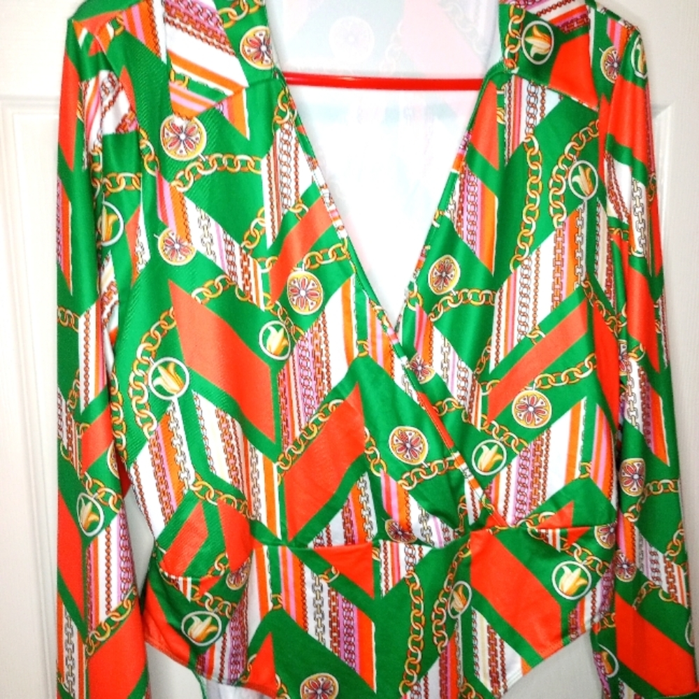 🆕 Long Sleeve Multicolored Plus Size Bodysuit